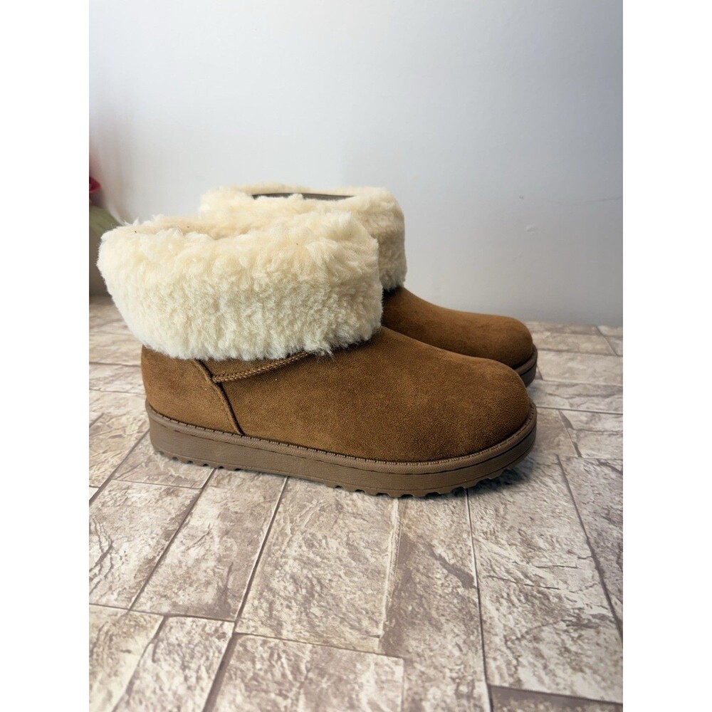 SO Faux Fur Cuff Ankle Boots Size 6 Chestnut color Brand New in Box Never worn - Picture 7 of 9